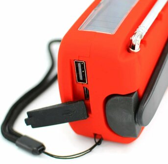 Multifunctionele Radio / Noodradio - AM/FM op Zonne energie / Handslinger / Batterij + zaklamp + powerbank