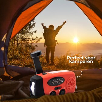 Multifunctionele Radio / Noodradio - AM/FM op Zonne energie / Handslinger / Batterij + zaklamp + powerbank