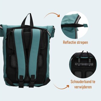 Superhandige waterproof Beagles Originals 2-in-1 Rugzak &amp; Fietstas - Petrol