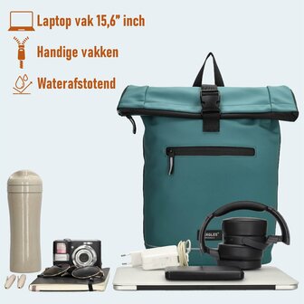 Superhandige waterproof Beagles Originals 2-in-1 Rugzak &amp; Fietstas - Petrol