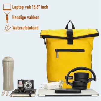Superhandige waterproof Beagles Originals 2-in-1 Rugzak &amp; Fietstas - Geel