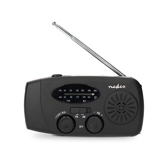 Multifunctionele Radio / Noodradio - AM/FM op Zonne energie / Handslinger / Batterij + zaklamp + powerbank