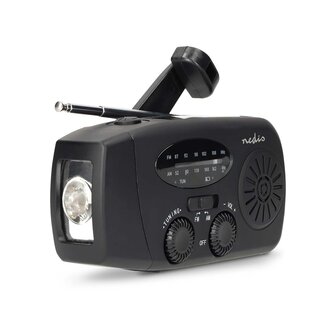 Multifunctionele Radio / Noodradio - AM/FM op Zonne energie / Handslinger / Batterij + zaklamp + powerbank