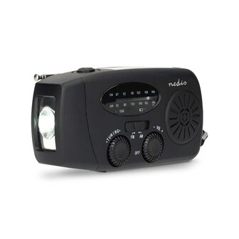 Multifunctionele Radio / Noodradio - AM/FM op Zonne energie / Handslinger / Batterij + zaklamp + powerbank