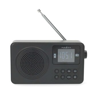 FM-Radio Draagbaar Model | FM | Accu gevoed / USB Gevoed | Digitaal | 2 W | Scherm grootte: 1.77 &quot; | Zwart-Wit Scherm | Bluetooth&reg; | Koptelefoonoutput | Wekker | Zwart