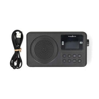FM-Radio Draagbaar Model | FM | Accu gevoed / USB Gevoed | Digitaal | 2 W | Scherm grootte: 1.77 &quot; | Zwart-Wit Scherm | Bluetooth&reg; | Koptelefoonoutput | Wekker | Zwart