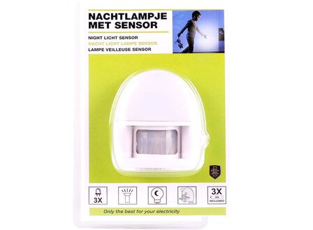 2-in-1 Nachtlampje / Noodverlichting met sensor - Nood- en zaklampfunctie - Batterijgevoed - Compact formaat - Helder wit licht licht