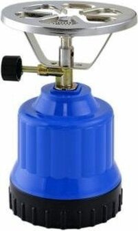 Compact Gaskooktoestel / Gasbrander - kunststof - 20,9 cm - blauw - lichtgewicht - pi&euml;zo ontsteking