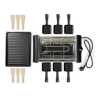 Gourmet / Raclette Grill | 6 Personen | Spatel | Temperatuurinstelling | Anti-aanbak laag