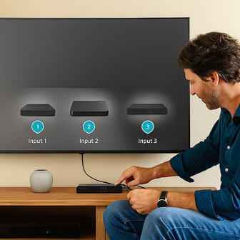 HDMI&trade;-Switch 3 poort(en) | 3x HDMI&trade; Input | 1x HDMI&trade; Output | 4K@60Hz | 18 Gbps | Afstandsbediening | Metaal | Antraciet