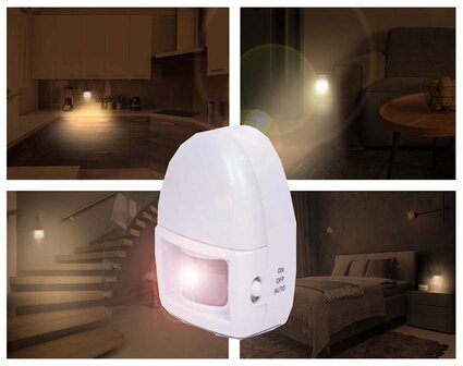 2-in-1 Nachtlampje / Noodverlichting met sensor - Nood- en zaklampfunctie - Batterijgevoed - Compact formaat - Helder wit  licht