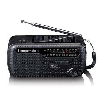 Bijzonder complete Radio / Noodradio - FM / KG op Zonne energie / Handslinger / Oplaadbaar + zaklamp + powerbank