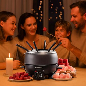 Elektrische Fondueset 6 personen | 2,3 l | Regelbare temperatuurregeling | 800 W | Handgrepen met koele touch | Antislipvoetjes | Oververhittingsbeveiliging