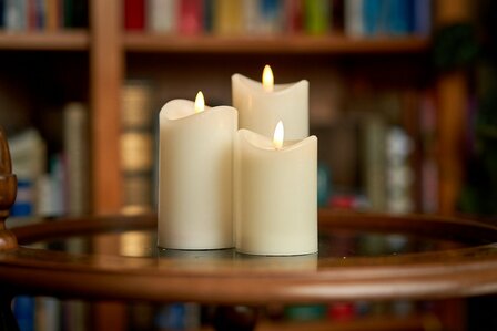 Led kaarsen set - 3 stuks - Ivoor - Realistisch bewegende vlammen - Voorzien van timer