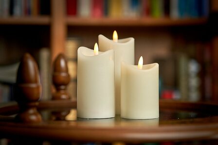 Led kaarsen set - 3 stuks - Ivoor - Realistisch bewegende vlammen - Voorzien van timer