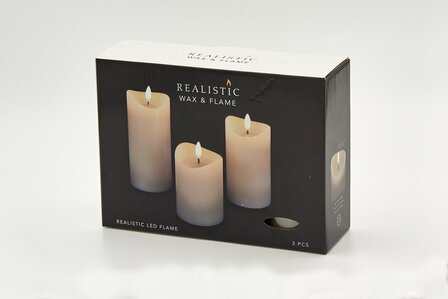 Led kaarsen set - 3 stuks - Ivoor - Realistisch bewegende vlammen - Voorzien van timer