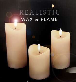 Led kaarsen set - 3 stuks - Ivoor - Realistisch bewegende vlammen - Voorzien van timer