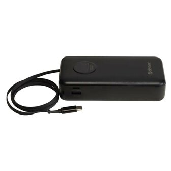 Powerbank 20000mAh -  Snel laptops, tablets en smartphones opladen - Display en intrekbare USB-C-kabel - 65W PD 