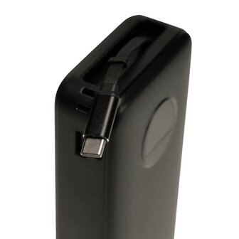 Powerbank 20000mAh -  Snel laptops, tablets en smartphones opladen - Display en intrekbare USB-C-kabel - 65W PD 