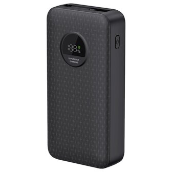 Powerbank 20000mAh -  Snel laptops, tablets en smartphones opladen - Display en intrekbare USB-C-kabel - 65W PD 