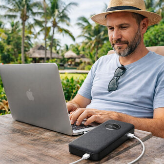 Powerbank 20000mAh -  Snel laptops, tablets en smartphones opladen - Display en intrekbare USB-C-kabel - 65W PD 