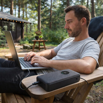 Powerbank 20000mAh -  Snel laptops, tablets en smartphones opladen - Display en intrekbare USB-C-kabel - 65W PD 