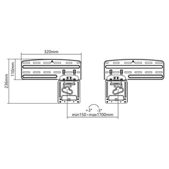 Vaste TV-Muurbeugel 43 - 85 " | Maximaal schermgewicht: 60 kg | Minimale muurafstand: 7.50 mm