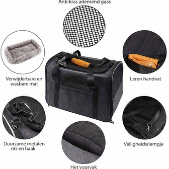 Huisdieren Reistas - Draagbare Reistas - kat/hond - 5KG - inclusief Mat - 4- Delig