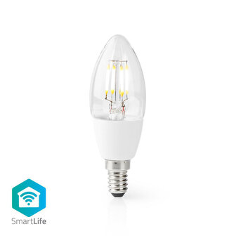 SmartLife LED Filamentlamp E14 | 400 lm | 5 W | Warm Wit | 2700 K | Glas | Android&trade; / IOS | Kaars | 1 Stuks
