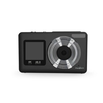 Digitale Ultra HD Foto / Video camera - Dubbel scherm - 48 MPixel - 4K@30fps - 5 MPixel CMOS - Zwart