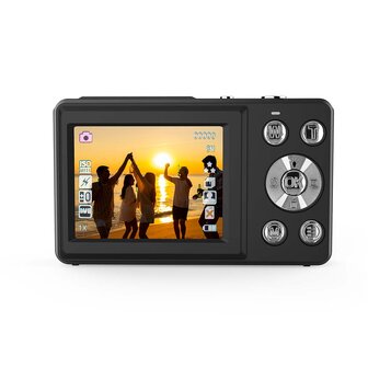 Digitale Ultra HD Foto / Video camera - Dubbel scherm - 48 MPixel - 4K@30fps - 5 MPixel CMOS - Zwart