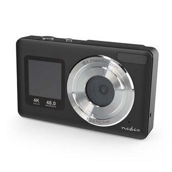 Digitale Ultra HD Foto / Video camera - Dubbel scherm - 48 MPixel - 4K@30fps - 5 MPixel CMOS - Zwart