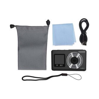 Digitale Ultra HD Foto / Video camera - Dubbel scherm - 48 MPixel - 4K@30fps - 5 MPixel CMOS - Zwart