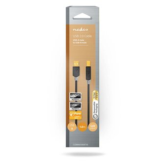 USB-Kabel - USB-A Male - USB-B Male | 480 Mbps | Verguld - Voor aansluiten van bv printer / scanner / harde schijf
