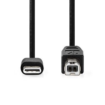 USB-Kabel - USB-A Male - USB-C Male  - 480 Mbps | Vernikkeld | 2.00 m - Voor aansluiten van bv printer / scanner / harde schijf