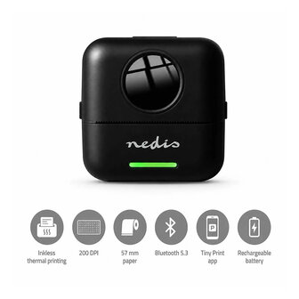 Printer - Afdrukken zonder inkt - Wit / Zwart - Bluetooth&reg; - 200 dpi - Etiketten / Foto's - Mobiele fotografie