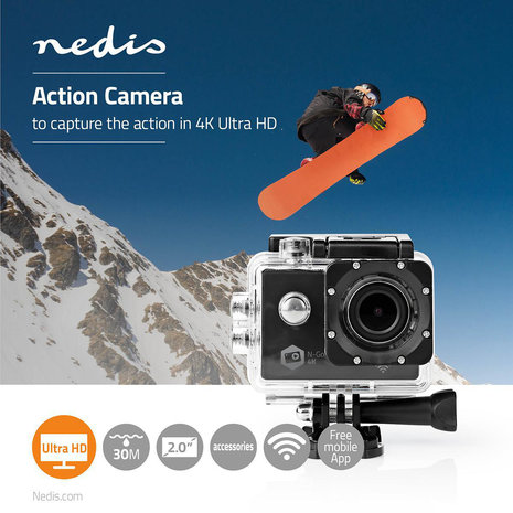 Action Cam - Ultra HD 4K - Wi-Fi - Waterdichte behuizing
