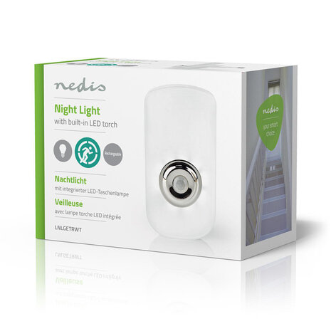 Oplaadbare Plug-In LED Nachtlamp met Stekker en Zaklamp - Dag/Nachtsensor - Bewegingssensor