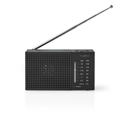 FM-Radio Draagbaar Model - AM / FM - Batterij Gevoed - Analoog - Zwart-Wit Scherm - Koptelefoonoutput