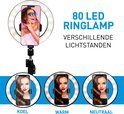 Selfie Ringlamp - met Statief - 210 cm - 3 Warmte- en Lichtstanden - Social Media en Vlogs - USB - Smartphone