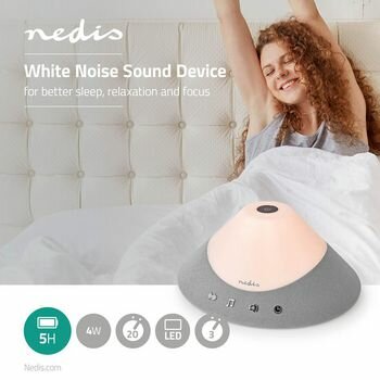 White Noise Machine | 20 Sound Options | 4 W | Maximale batterijduur: 5 uur | Dimbaar Licht | Tijdschakelaar | Grijs / Wit