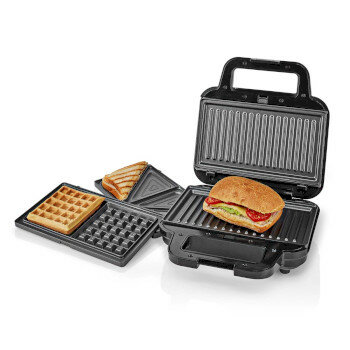 Multi grill | Grill / Sandwich / Waffle | 700 W | 22 x 12.5 cm | Automatische temperatuurregeling | Kunststof / Roestvrij Staal