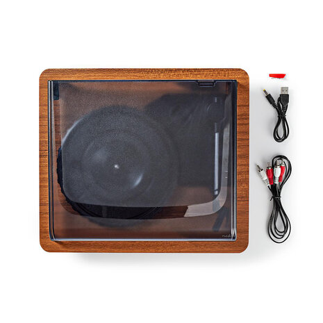 Platenspeler - 33 / 45 / 78 rpm - Riemaandrijving - 1x Stereo RCA - Bluetooth® - 9 W - Ingebouwde (voor) versterker | ABS / MDF | Bruin / Zwart