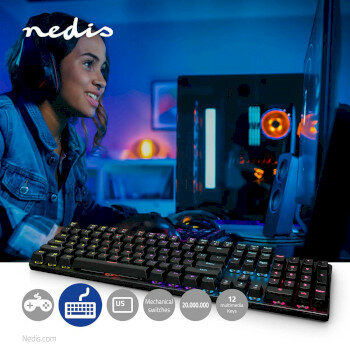 Bedraad Gaming Toetsenbord | USB Type-A | Mechanische Toetsen | LED | QWERTY | US Internationaal | USB Gevoed | Lengte stroomkabel: 1.50 m | Gaming