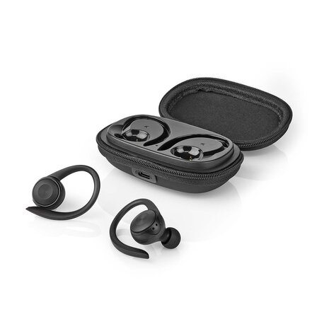 Volledig Draadloze Oordopjes | Bluetooth® | Maximale batterijduur: 4 uur | Drukbediening | Charging case | Ingebouwde microfoon | Ondersteuning voor spraakbesturing | Oorhaken | Zwart