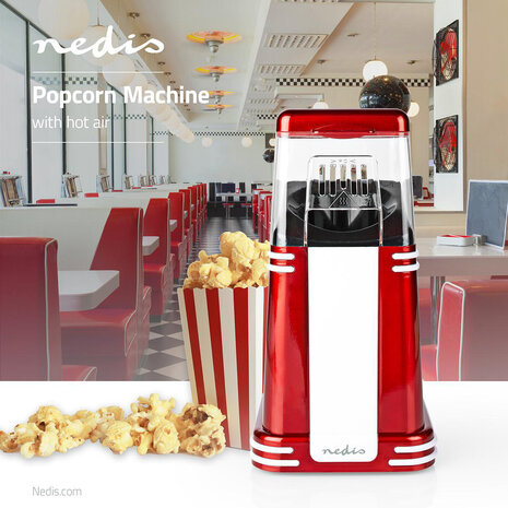 Popcornmachine 2 - 4 min | Rood / Wit - Perfect voor een filmavond, kinderfeestje of gewoon als gezonde snack.