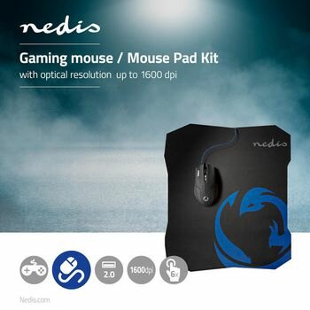 Gaming Muis & Muismat Set | Bedraad | 800 / 1200 / 1600 dpi | Instelbare DPI | Aantal knoppen: 6 | Rechtshandig | 1.50 m | Normale Verlichting