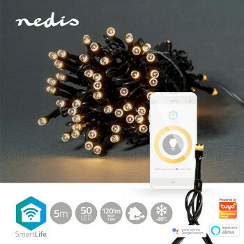 SmartLife Decoratieve LED | Koord | Wi-Fi | Warm Wit | 50 LED's | 5.00 m | Android™ / IOS