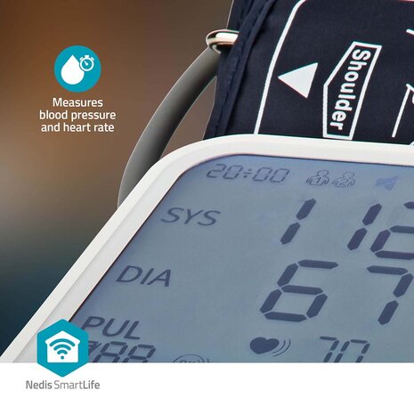 SmartLife Bloeddrukmeter Arm - Bluetooth® -| LCD-Scherm - 22 - 42 cm - Aanduiding van stil houden / Detectie van onregelmatige hartslag / Detectie voor het dragen van armband