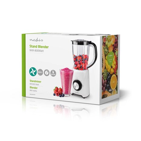 Blender | 800 W | 1.5 l | Kunststof | 2-Snelheden | Wit / Zwart